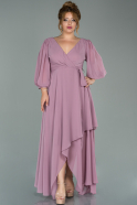 Midi Rose Colored Chiffon Oversized Evening Dress ABK1083