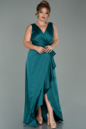 Long Emerald Green Satin Plus Size Evening Dress ABU1852