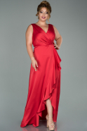 Long Red Satin Plus Size Evening Dress ABU1852