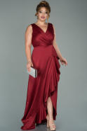 Long Burgundy Satin Plus Size Evening Dress ABU1852