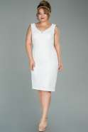 White Short Dantelle Plus Size Evening Dress ABK1026