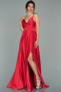 Long Red Satin Prom Gown ABU1878