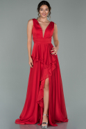 Red Long Satin Evening Dress ABU1751