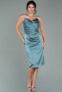 Short Turquoise Satin Invitation Dress ABK1100
