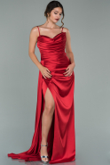Long Red Satin Prom Gown ABU1887