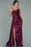 Long Cherry Colored Satin Prom Gown ABU1887