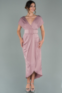 Short Rose Colored Satin Invitation Dress ABK1107