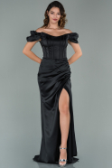 Black Long Satin Evening Dress ABU1885