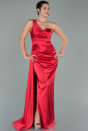 Red Long Satin Prom Gown ABU1681