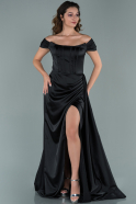 Black Long Satin Evening Dress ABU1856