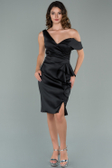 Short Black Satin Invitation Dress ABK1110