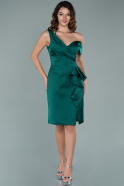 Short Emerald Green Satin Invitation Dress ABK1110