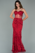 Red Long Satin Mermaid Evening Dress ABU1877