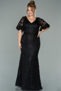 Long Black Plus Size Evening Dress ABU1908