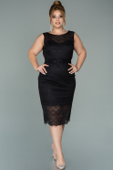 Short Black Dantelle Oversized Evening Dress ABK1099