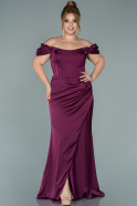 Long Cherry Colored Satin Oversized Evening Dress ABU1896
