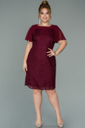 Short Burgundy Laced Plus Size Evening Dress ABK1102
