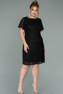 Short Black Laced Plus Size Evening Dress ABK1102