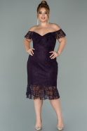 Purple Short Dantelle Plus Size Evening Dress ABK1105