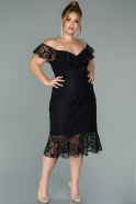 Short Black Dantelle Plus Size Evening Dress ABK1105
