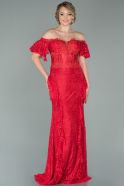 Long Red Laced Mermaid Evening Dress ABU1901