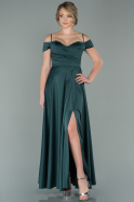 Long Emerald Green Satin Prom Gown ABU1916