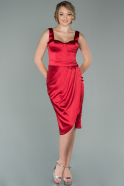Short Red Satin Invitation Dress ABK1113