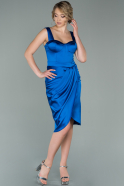 Short Sax Blue Satin Invitation Dress ABK1113