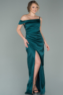 Long Emerald Green Satin Prom Gown ABU1918
