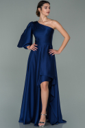 Navy Blue Long Satin Evening Dress ABU1813