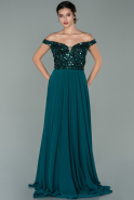 Emerald Green Long Chiffon Engagement Dress ABU1653