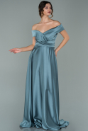 Long Turquoise Satin Evening Dress ABU1937