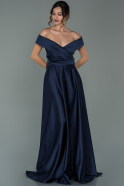 Long Navy Blue Satin Evening Dress ABU1937