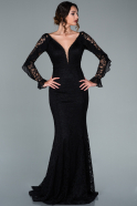 Long Black Laced Mermaid Evening Dress ABU1939