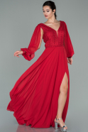 Long Red Chiffon Evening Dress ABU1942