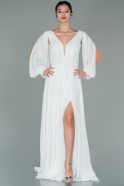 Long White Chiffon Evening Dress ABU1942