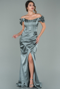 Turquoise Long Satin Evening Dress ABU1885