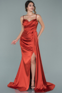 Red Long Satin Mermarid Evening Dress ABU1894