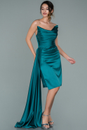 Short Emerald Green Satin Invitation Dress ABK1128