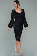 Short Black Laced Invitation Dress ABK1121