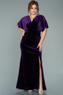 Long Purple Velvet Oversized Evening Dress ABU1968