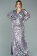 Long Silver Plus Size Evening Dress ABU1965
