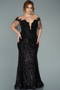 Long Black Plus Size Evening Dress ABU1903
