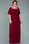 Long Burgundy Chiffon Plus Size Evening Dress ABU1934