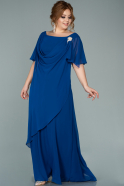 Long Sax Blue Chiffon Plus Size Evening Dress ABU1934