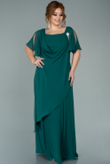 Long Emerald Green Chiffon Plus Size Evening Dress ABU1934