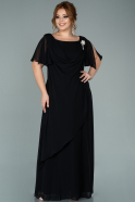 Long Black Chiffon Plus Size Evening Dress ABU1934