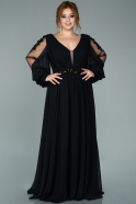 Black Long Chiffon Plus Size Evening Dress ABU1929