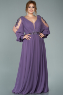 Lavender Long Chiffon Plus Size Evening Dress ABU1929
