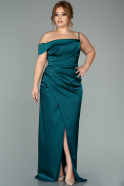 Long Emerald Green Satin Plus Size Evening Dress ABU1919